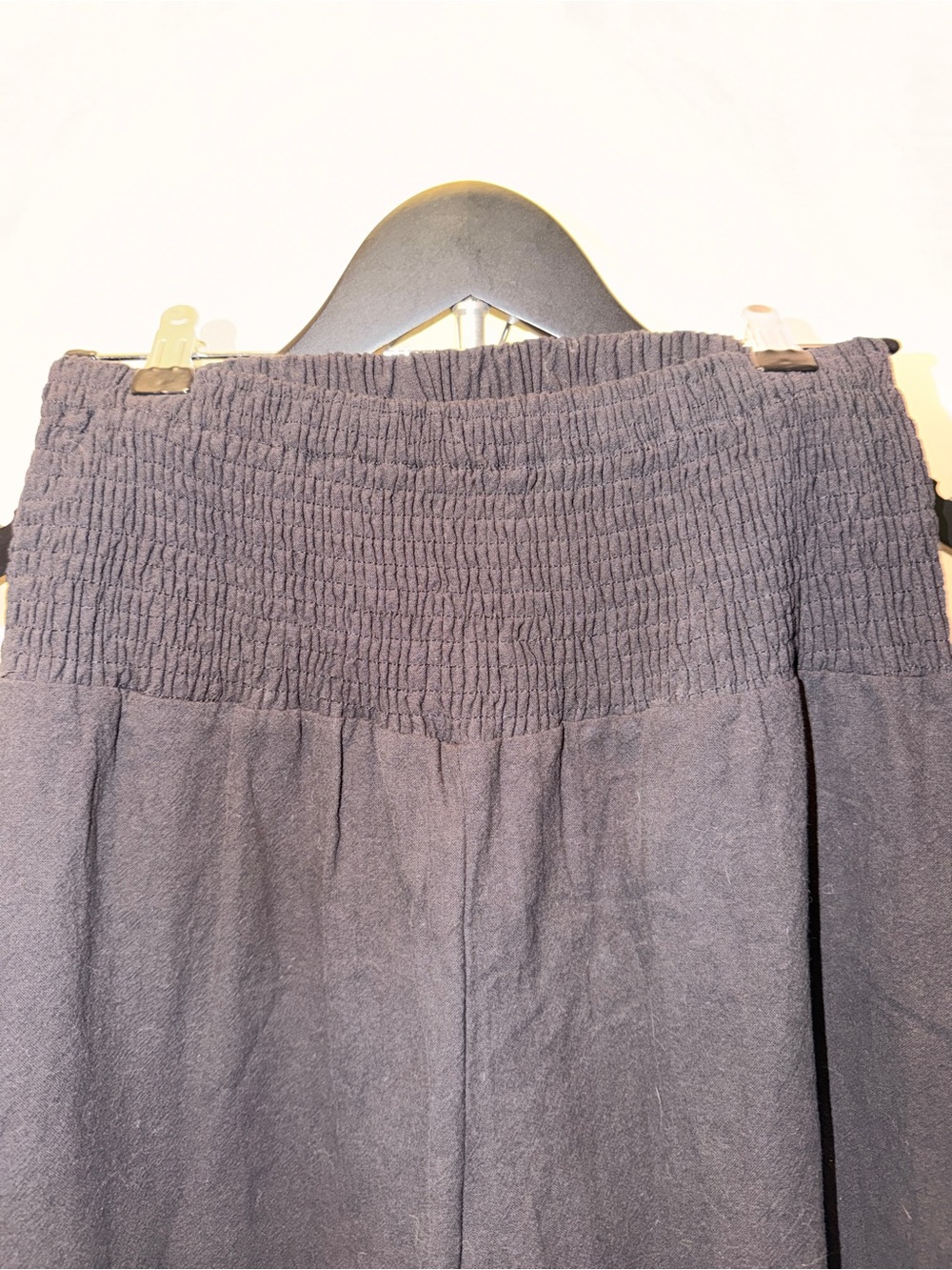 Black 100% Cotton Wide Leg Pants | Smocked Waist | Ruffle Hem - Picture 4 of 4